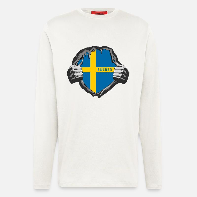 Schweden Flaggen Design - Langarmshirt - made by SPREAD  - OFF WHITE
