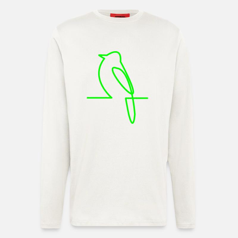 Leuchtender Vogel Linienkunst - Langarmshirt - made by SPREAD  - OFF WHITE