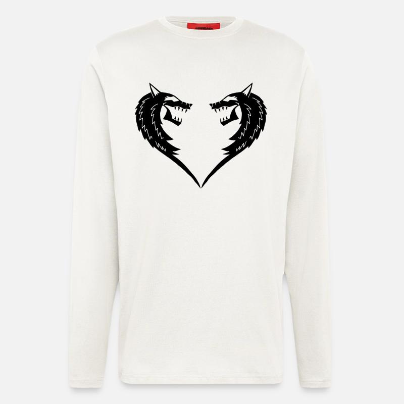 Schwarzes Wolfsherz - Langarmshirt - made by SPREAD  - OFF WHITE