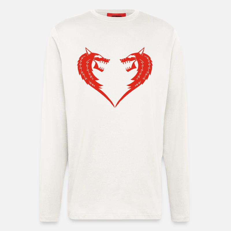 Rotes Wolfsherz - Langarmshirt - made by SPREAD  - OFF WHITE