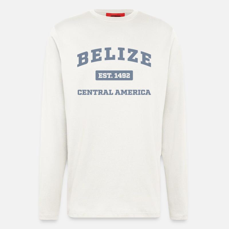 Belize Amérique centrale Est. 1492 - Manches longues bio décontracté fabriqué en UE - OFF WHITE