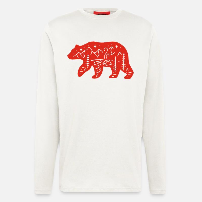 Rotbären-Totem der Natur - Langarmshirt - made by SPREAD  - OFF WHITE