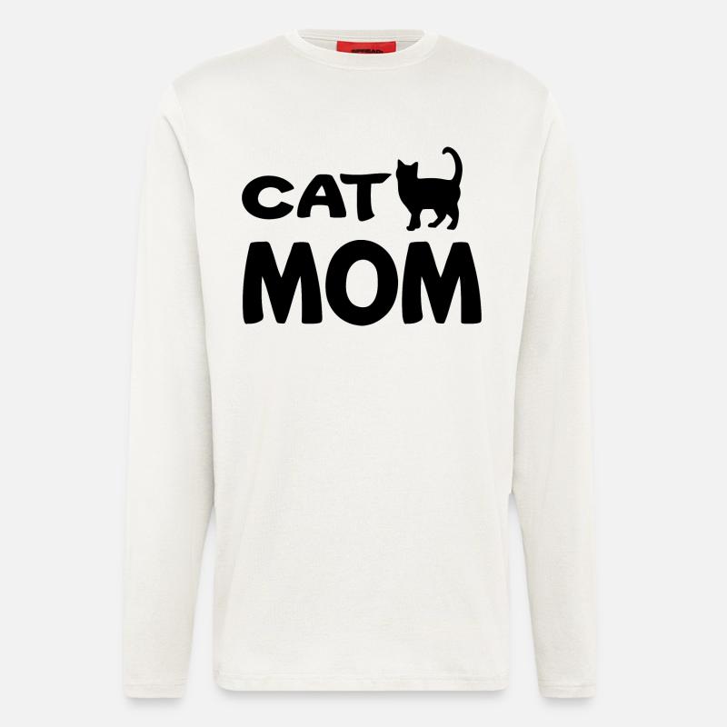 Cat Mom - Manches longues bio décontracté fabriqué en UE - OFF WHITE