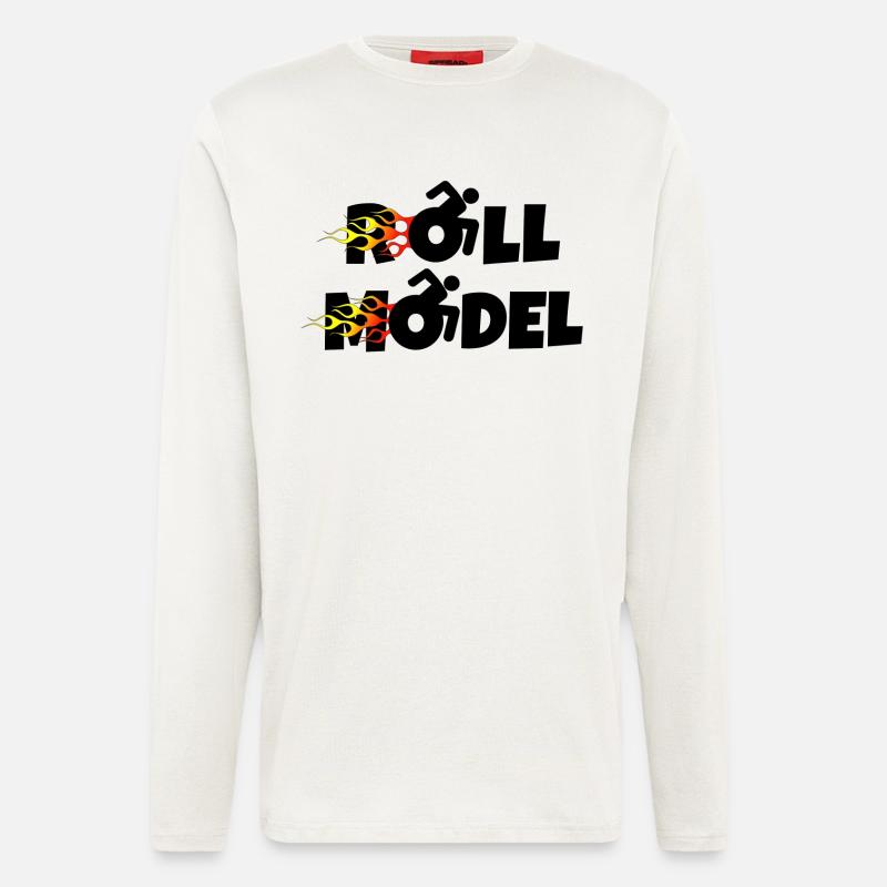 Jeder Rollstuhlfahrer ist ein Rollenmodell. Flammen* - Langarmshirt - made by SPREAD  - OFF WHITE