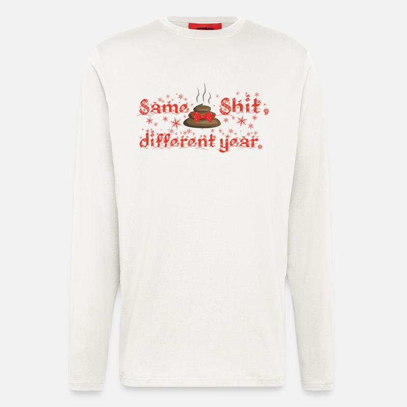 Même merde - année différente, noël moche - Manches longues bio décontracté fabriqué en UE - OFF WHITE