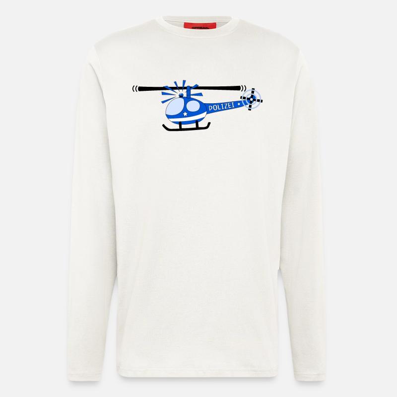 Hubschrauber Polizei Kinder - Langarmshirt - made by SPREAD  - OFF WHITE