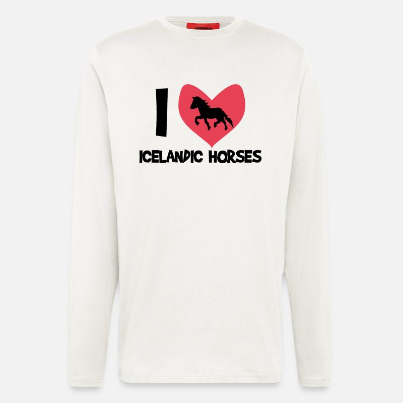 Islandpferde Ich Liebe Pferde Herz Statement - Langarmshirt - made by SPREAD  - OFF WHITE