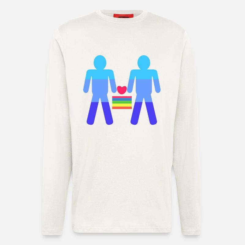 Herz Lgbt Gleichgeschlechtliche Ehe Regenbogen - Langarmshirt - made by SPREAD - OFF WHITE