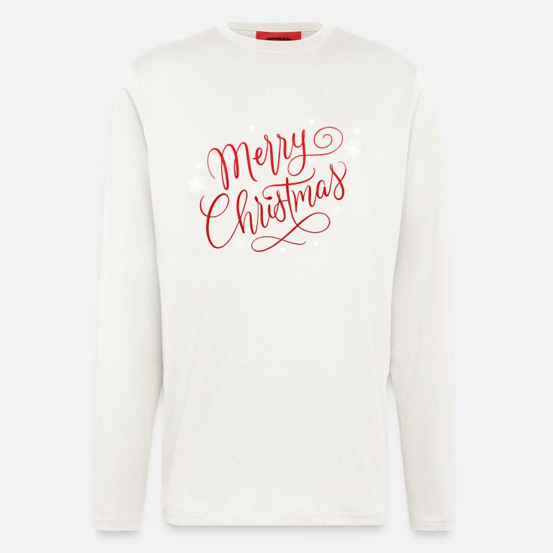 Merry Christmas mit Schneeflocken - Langarmshirt - made by SPREAD  - OFF WHITE