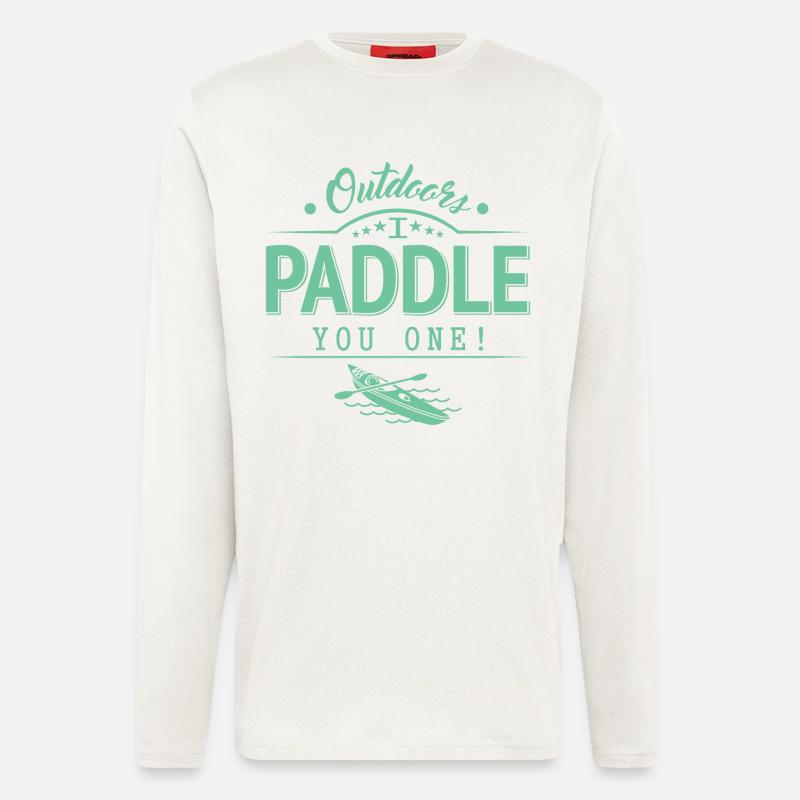 Draußen Paddele ich dir eins - Langarmshirt - made by SPREAD - OFF WHITE