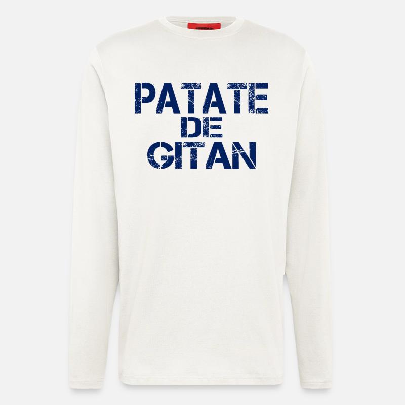 Patate GITAN bleu - Manches longues bio décontracté fabriqué en UE - OFF WHITE