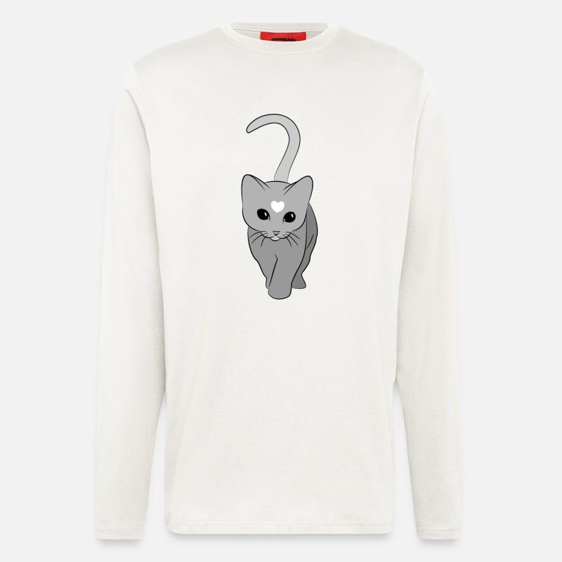Herzkatze Grauton - Langarmshirt - made by SPREAD  - OFF WHITE