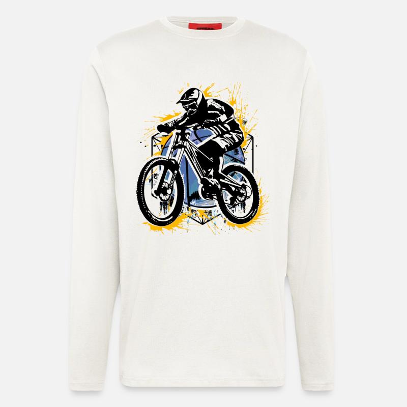 VTT VTT - VTT - Rétro Cycling - Manches longues bio décontracté fabriqué en UE - OFF WHITE