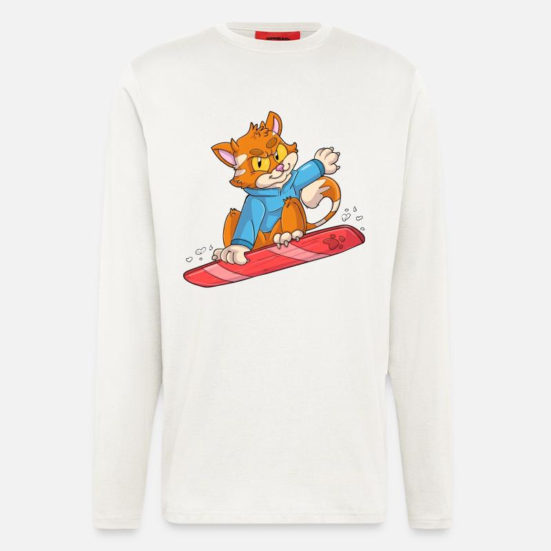 Snowboarder Katze - Langarmshirt - made by SPREAD  - OFF WHITE