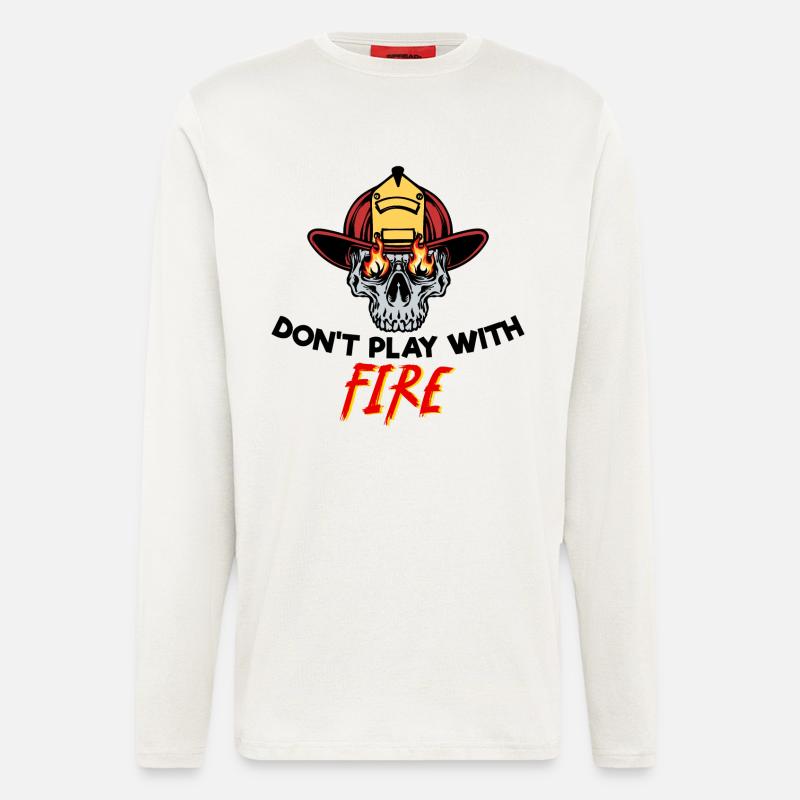 Firefighter Helmet Firefighter Fire Rescuer Statement - Longsleeve - made by SPREAD - OFF WHITE