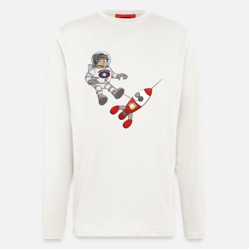 "Der Astronaut und sein Raumschiff“ - Langarmshirt - made by SPREAD  - OFF WHITE