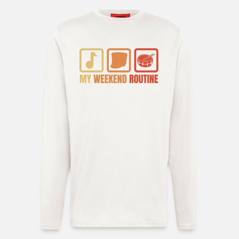 Lustiges Trommelspieler Wochenende - Langarmshirt - made by SPREAD  - OFF WHITE