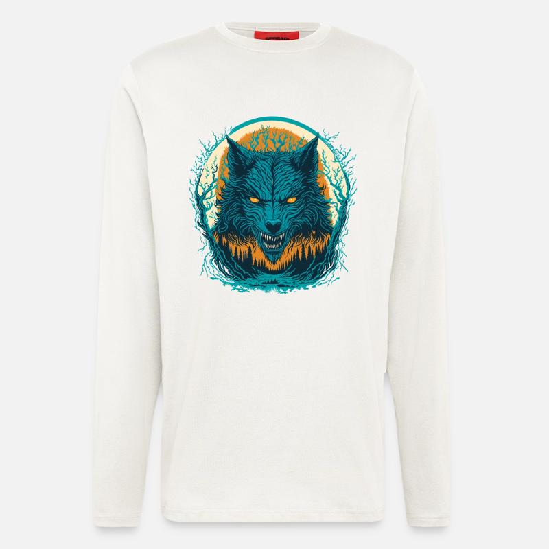 Lykanthrop Porträt - Werwolf - Langarmshirt - made by SPREAD  - OFF WHITE