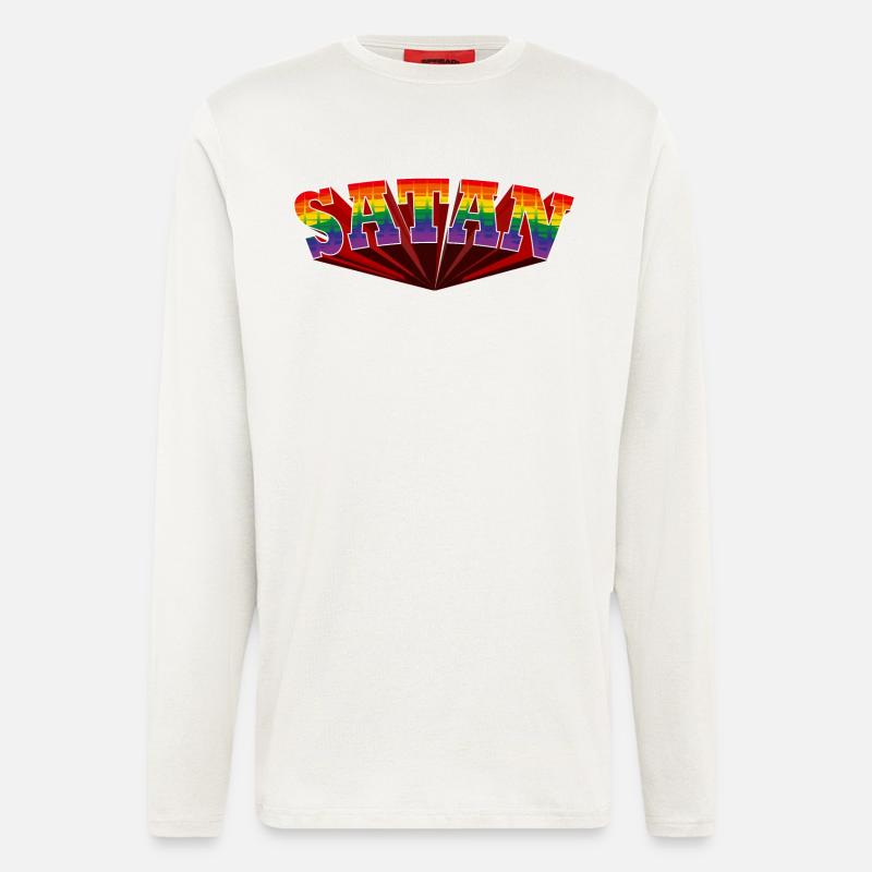 Satan Regenbogen Text - Langarmshirt - made by SPREAD  - OFF WHITE