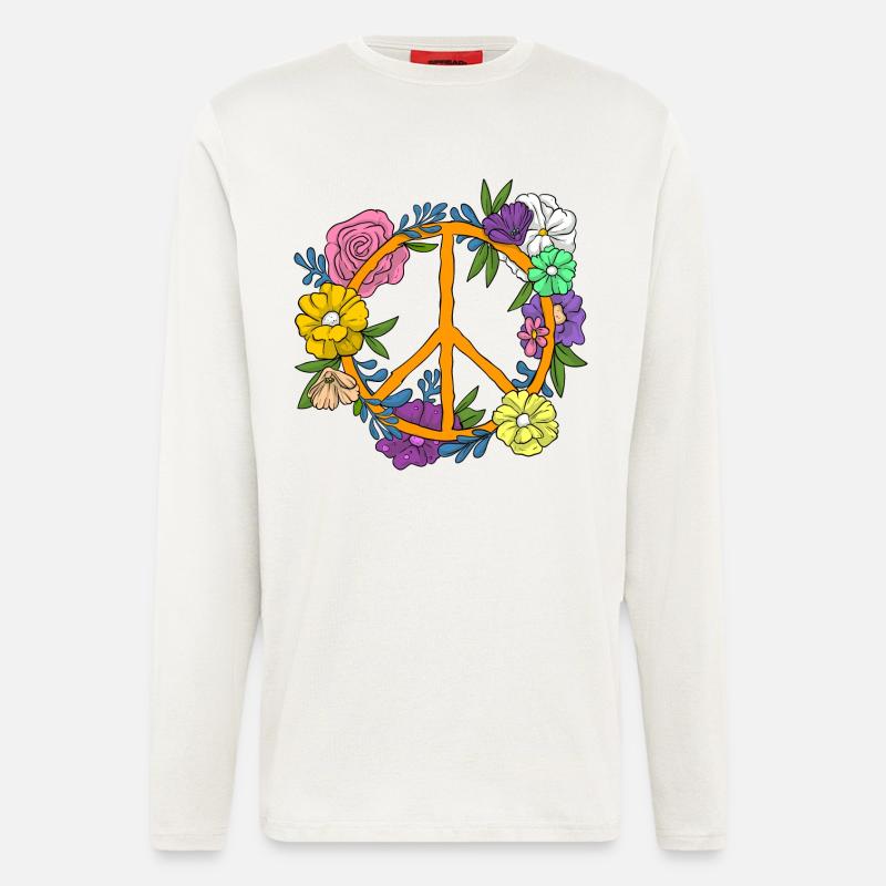 Peace Symbol / Friedenszeichen - Langarmshirt - made by SPREAD  - OFF WHITE