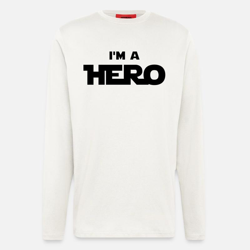 Ich bin ein Held (schwarz) - Langarmshirt - made by SPREAD  - OFF WHITE
