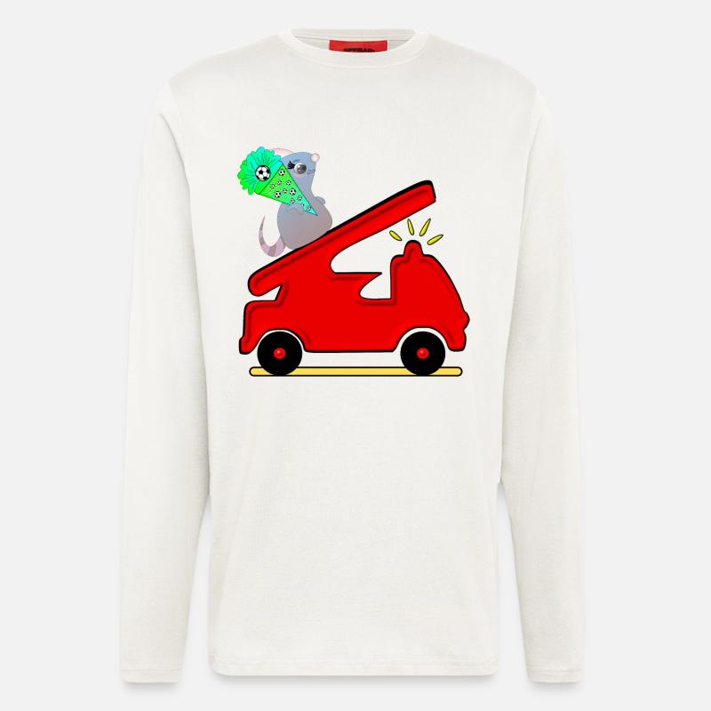 SCHULKIND EINSCHULUNG FEUERWEHRAUTO MAUS - Langarmshirt - made by SPREAD  - OFF WHITE