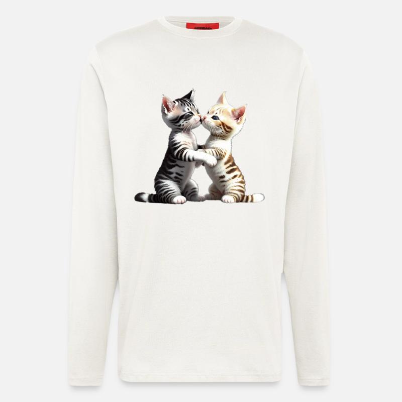 Küssende Katzen - Langarmshirt - made by SPREAD  - OFF WHITE