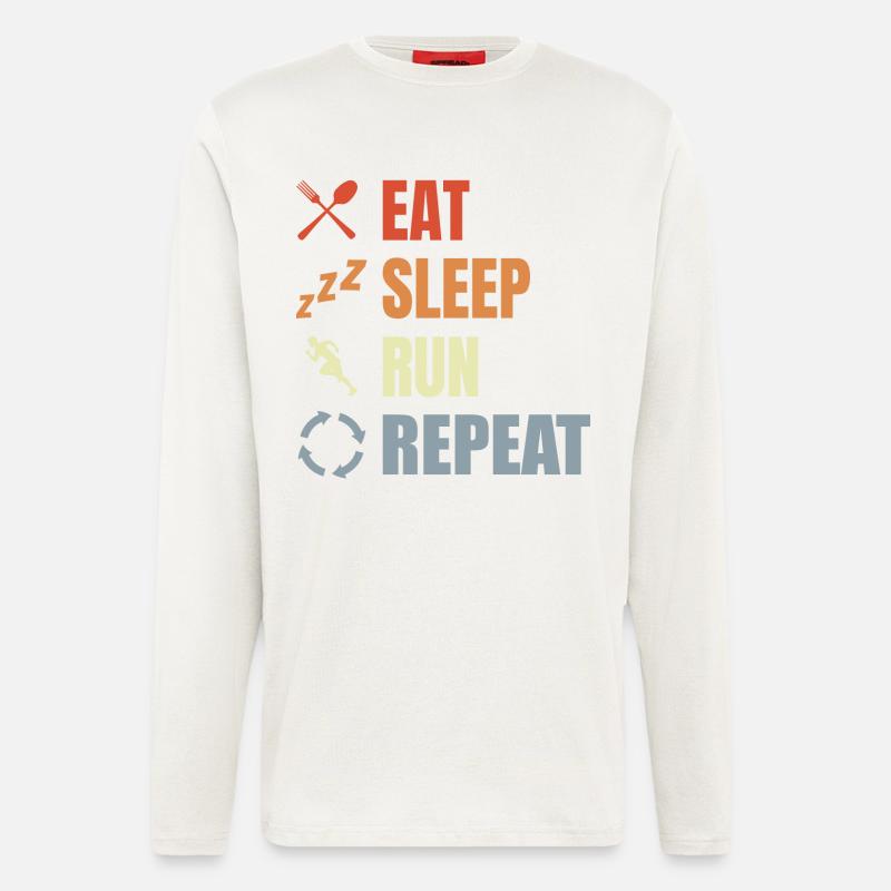 Eating, sleeping, running, repeating - Longsleeve - made by SPREAD  - OFF WHITE