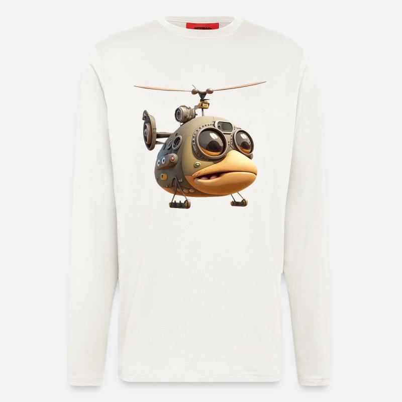 Comic Hubschrauber - Langarmshirt - made by SPREAD  - OFF WHITE