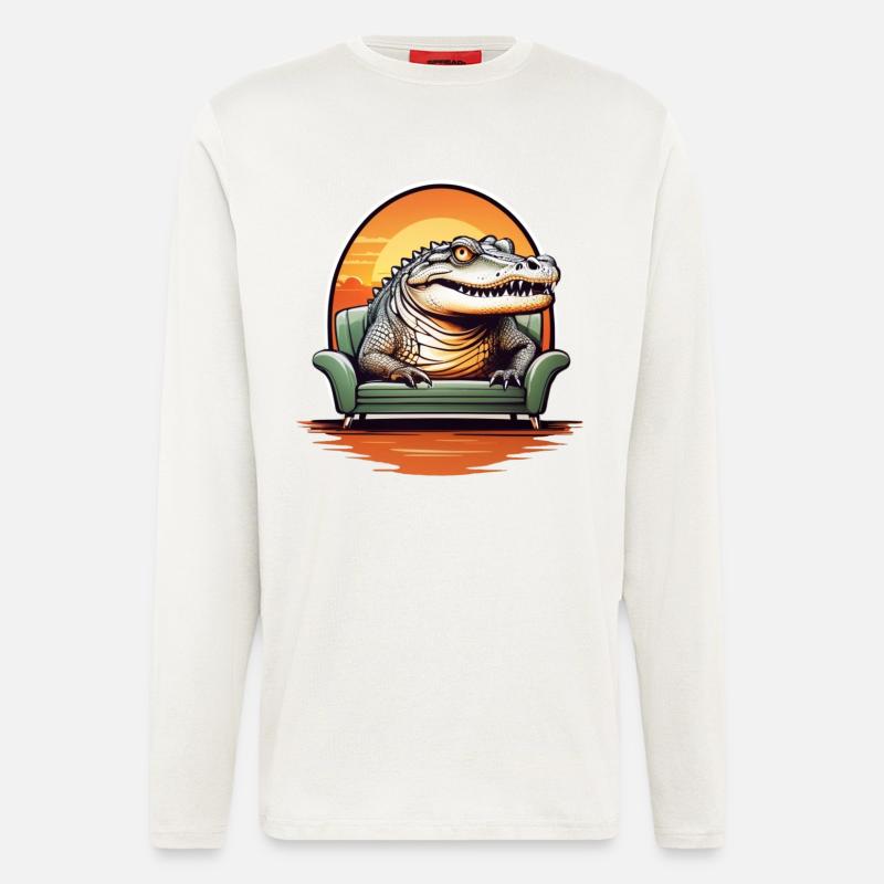 Alligator auf Sofa - Langarmshirt - made by SPREAD  - OFF WHITE