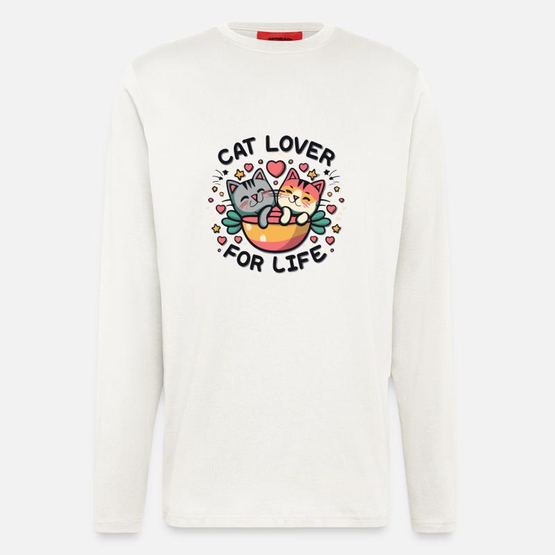 Cat lover for life - Langarmshirt - made by SPREAD  - OFF WHITE