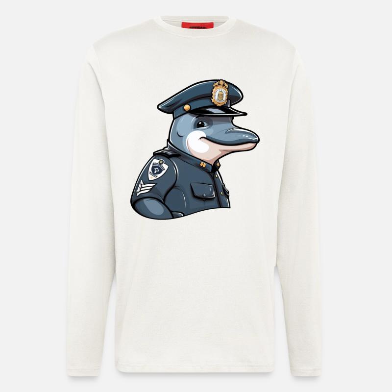 Delfin Polizei - Langarmshirt - made by SPREAD  - OFF WHITE