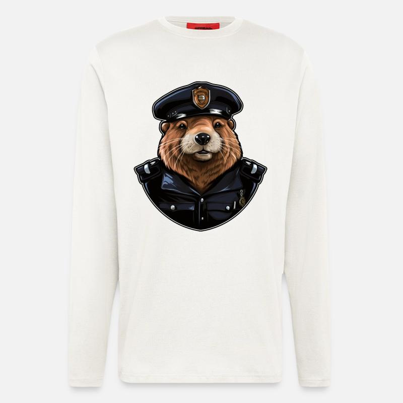 Biber Polizei - Langarmshirt - made by SPREAD  - OFF WHITE