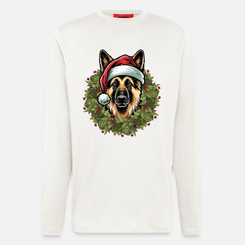 Schäferhund Weihnachtsfreude - Langarmshirt - made by SPREAD  - OFF WHITE