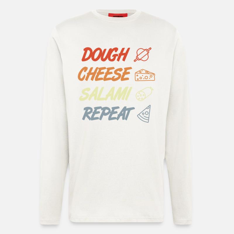 Drôle de dicton de pizza - Manches longues bio décontracté fabriqué en UE - OFF WHITE