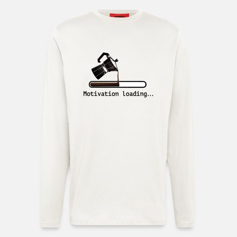 Kaffee kaffeekanne motivation loading - Langarmshirt - made by SPREAD  - OFF WHITE