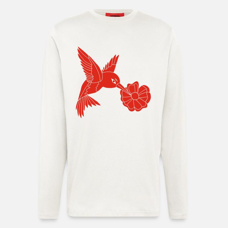 Red Foraging Bird - Longsleeve - made by SPREAD  - OFF WHITE