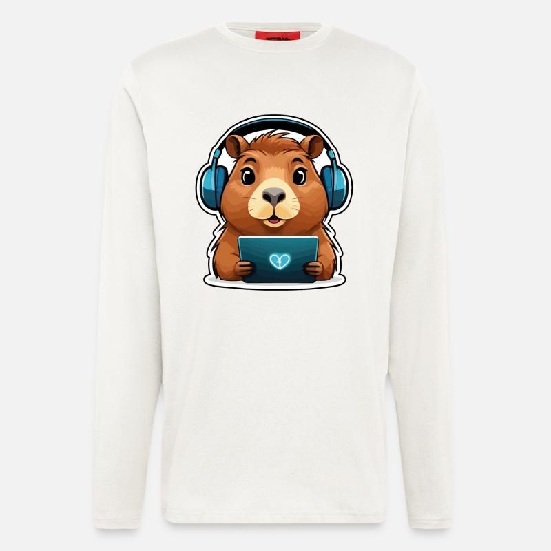 Capybara with computer - Longsleeve - made by SPREAD  - OFF WHITE