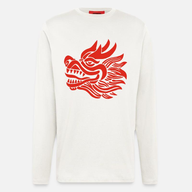 Chinesischer Drachenkopf (Rot) - Langarmshirt - made by SPREAD  - OFF WHITE