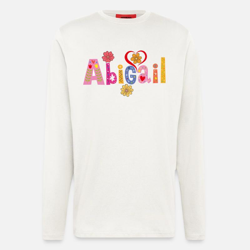 Personalisierter Abigail-Name - Langarmshirt - made by SPREAD  - OFF WHITE