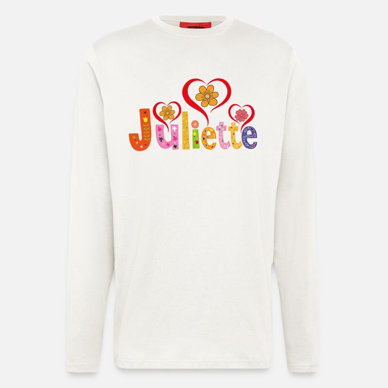 Personalisierter Juliette-Name - Langarmshirt - made by SPREAD  - OFF WHITE
