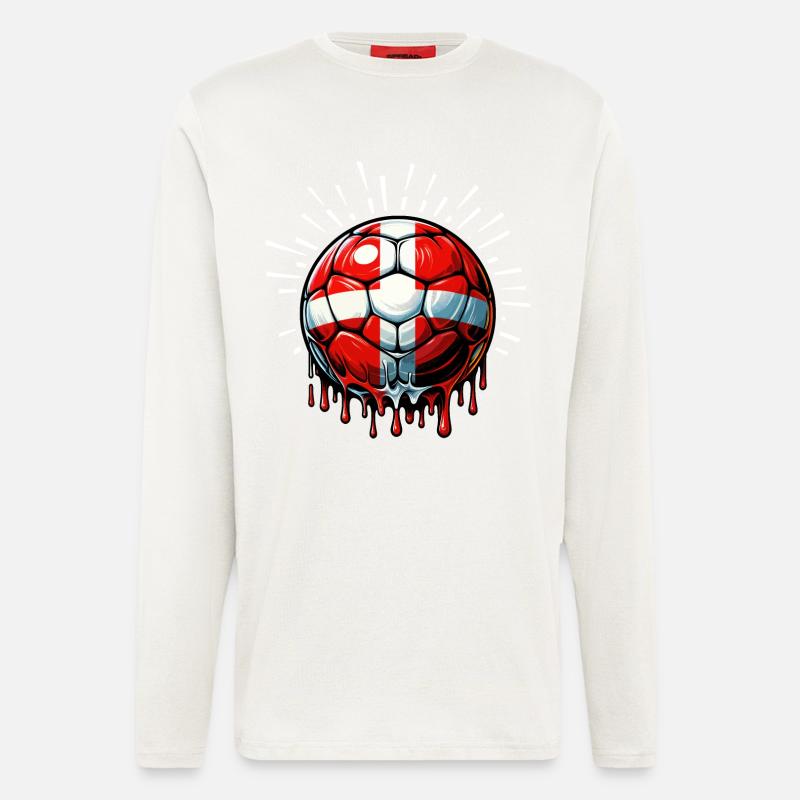 Danemark Fan Shirt - Manches longues bio décontracté fabriqué en UE - OFF WHITE