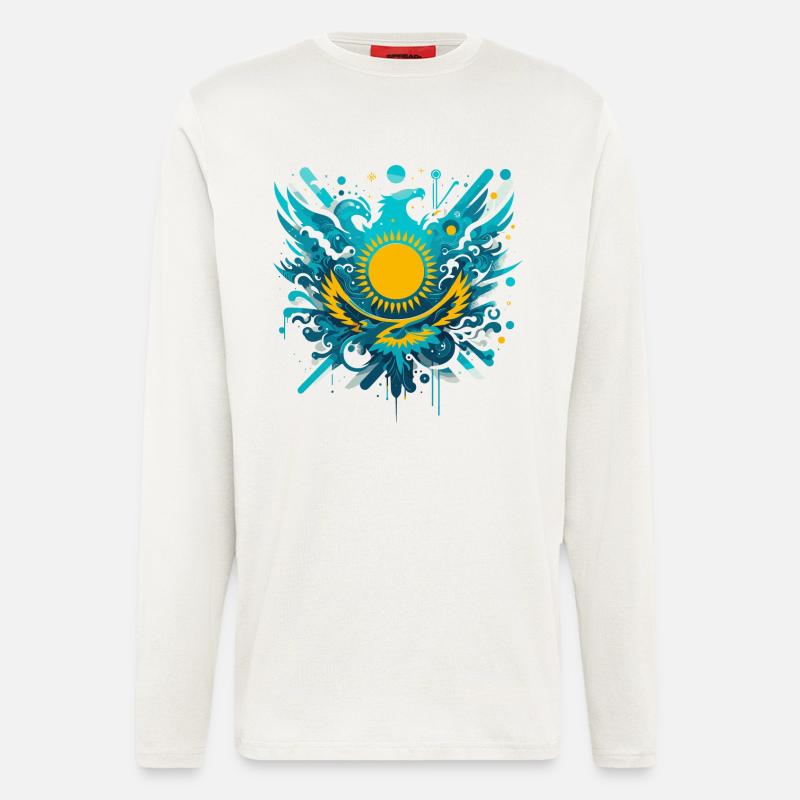 Kasachstan kunstvoll Geschenk - Langarmshirt - made by SPREAD - OFF WHITE