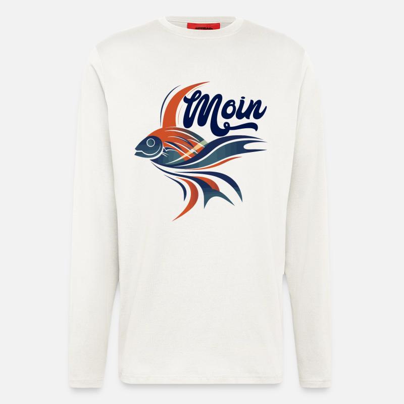 Farbiger Flussfisch Abstract Moin - Langarmshirt - made by SPREAD  - OFF WHITE