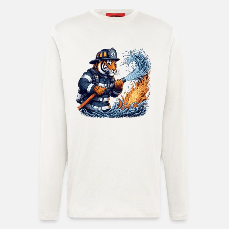 Feuerwehr Tiger Geschenk - Langarmshirt - made by SPREAD  - OFF WHITE