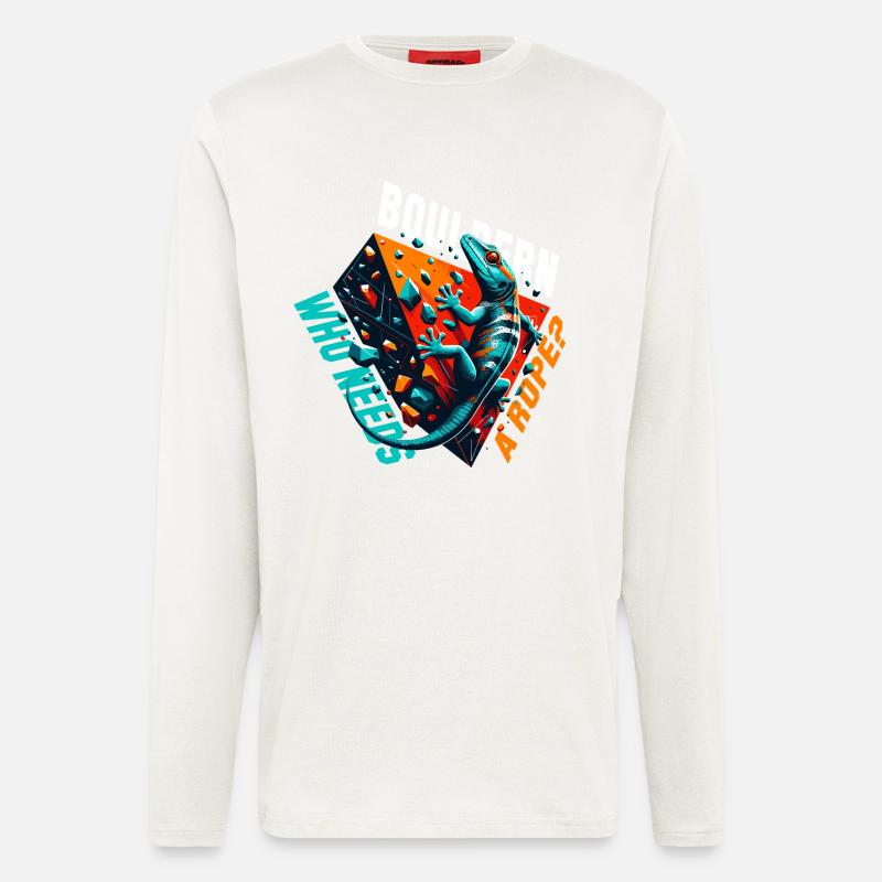 Bouldern Gecko Seil? Geschenk - Langarmshirt - made by SPREAD  - OFF WHITE