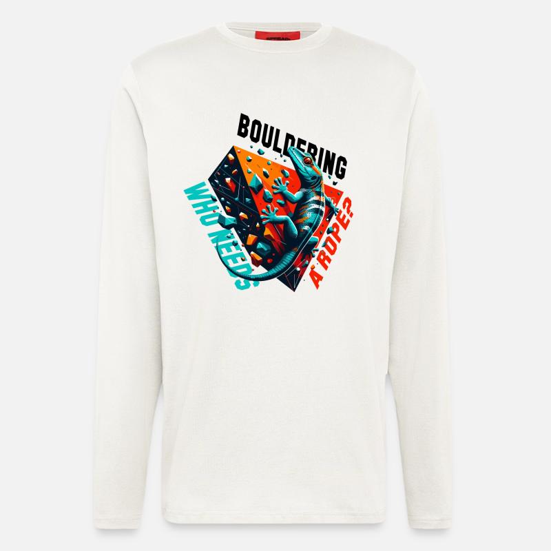 Bouldern Gecko Seil? Geschenk - Langarmshirt - made by SPREAD  - OFF WHITE
