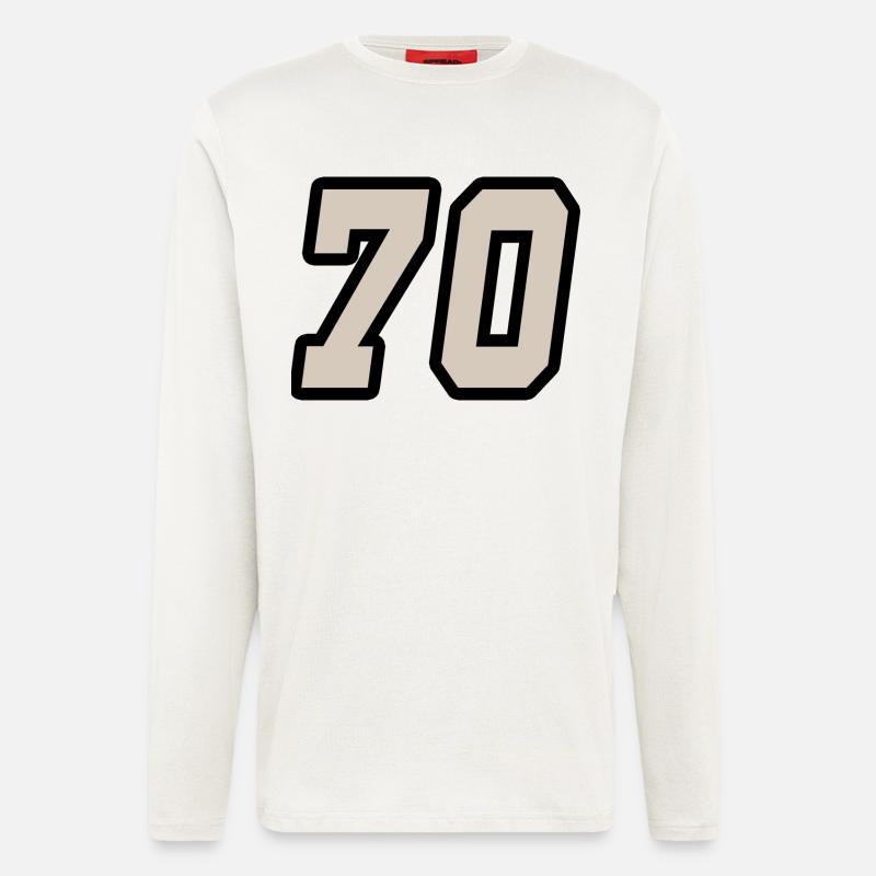 Zahl 70 Nummer Siebzig 70 - Langarmshirt - made by SPREAD  - OFF WHITE