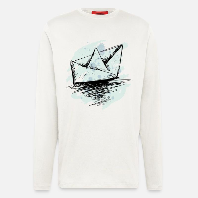 Teal Splash Origami-Boot - Langarmshirt - made by SPREAD  - OFF WHITE
