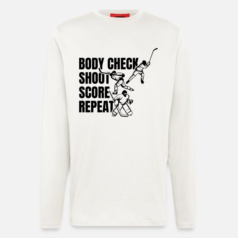 Répétition des points de tir Bodycheck - Manches longues bio décontracté fabriqué en UE - OFF WHITE
